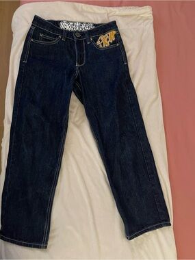 Zumiez Dark Blue Kids Jeans with Yellow Patch